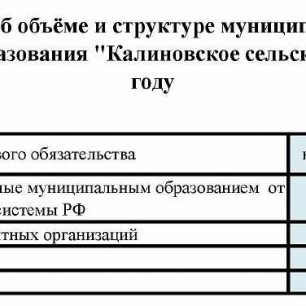 Информация об объёме и структуре муниципального долга муниципального образования Калиновское сельское поселение в 2020.jpg